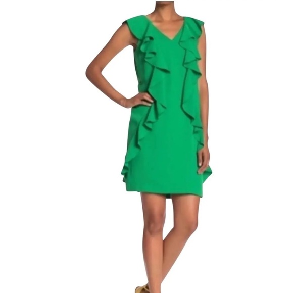 Trina Turk Dresses & Skirts - Trina Turk Sweetheart Ruffle Shift Dress Green Size Small